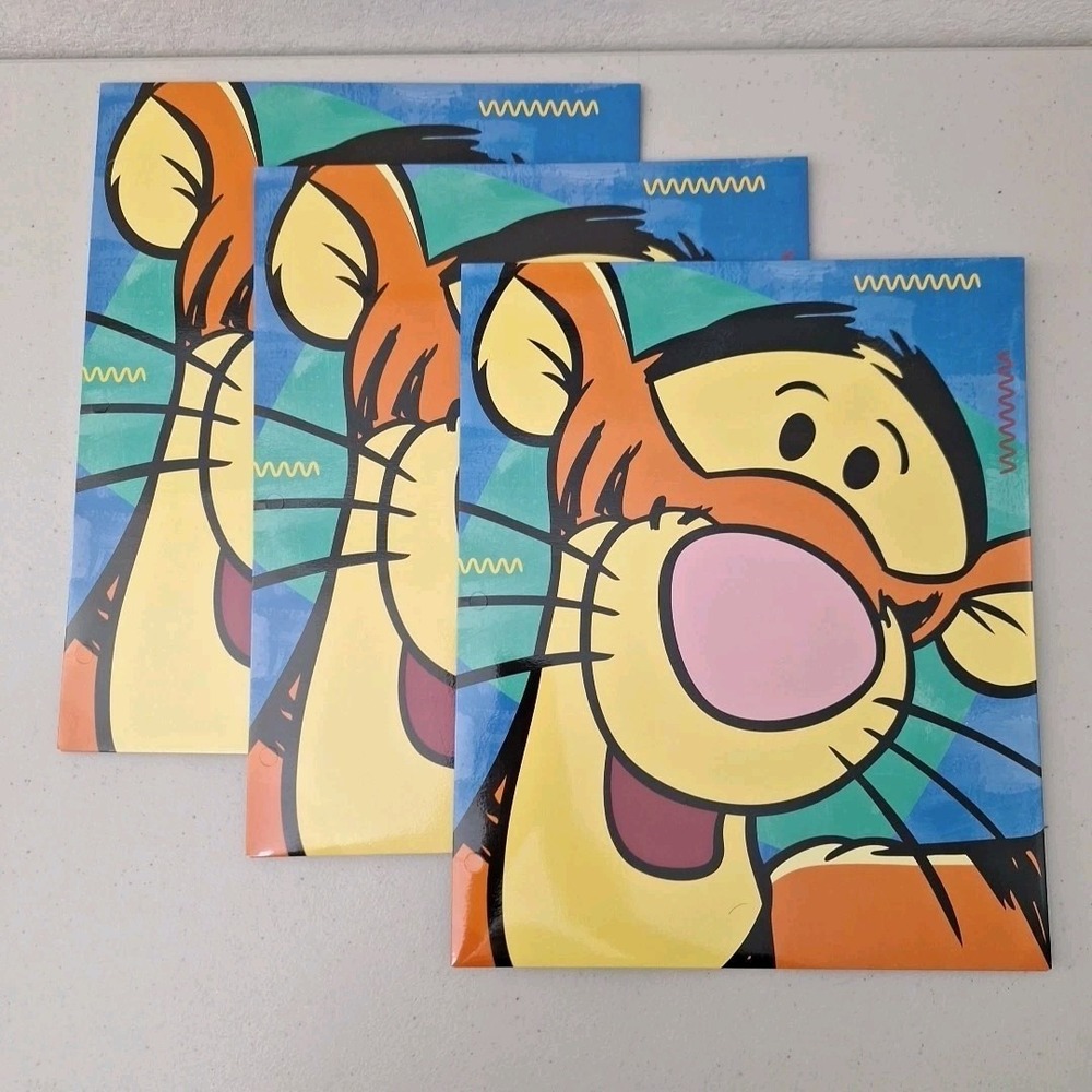 Disney Pen-Tab Winnie the Pooh Tigger Pooh School Two Pocket Folders, 3 Set, NEW